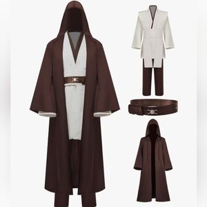 Brown and White Hooded Costume Robe Set
